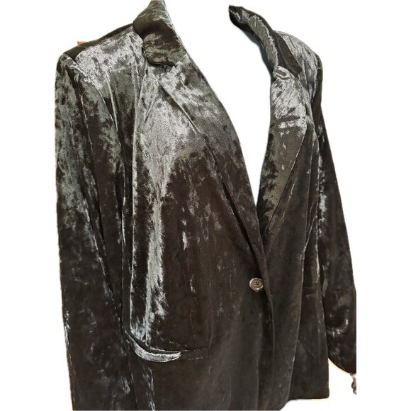 Cupio Black Crushed Velvet Blazer Plus Size 2x Lined Jacket Button Front NEW - Picture 2 of 12